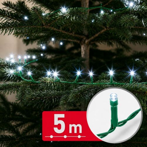 Fényfüzér - 5 m - hidegfehér - 100 led - 100-240v - 6w - zöld kábel 181447774 - Dekoráció
