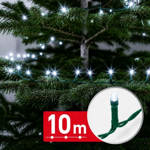 Fényfüzér - 10 m - hidegfehér - 200 led - 100-240v - 6w - zöld kábel 181447839 - Dekoráció