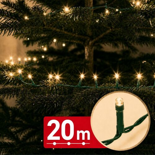 Fényfüzér - 20 m - melegfehér - 400 led - 100-240v - 6w - zöld kábel 181447977 - Dekoráció