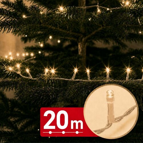 Fényfüzér - 20 m - melegfehér - 400 led - 220-240v - 6w - átlátszó kábel 181447829 - Szezonális dekoráció