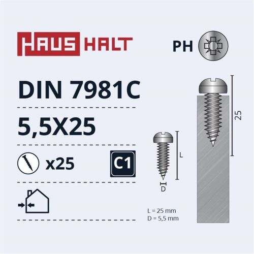 Önmetsző csavarok 5,5X25 DIN7981C ZN 25 db 181490454 - Csavar