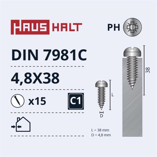 Önmetsző csavarok 4,8x38 DIN7981C ZN 15 db 181494368 - Csavar