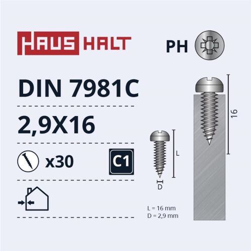 Önmetsző csavarok 2.9X16 DIN7981C ZN 30 db 181494418 - Csavar