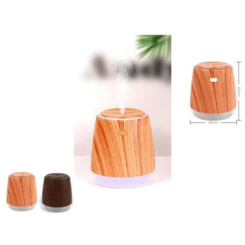 Sötétbarna fa illóolaj diffúzor LED világítással, otthonra és irodába