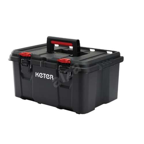 Keter Stack & Roll szerszámos láda, fekete piros díszítéssel, zárt