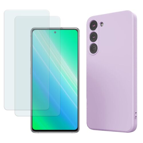 Szilikon tok Samsung Galaxy S23 5G-hez, Silicone Lite, lila + 2x üveg 181595415 - Telefontok