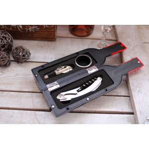 Borospalack formájá szett dugóhúzóval, palacknyitóval és dugóval - Báreszköz