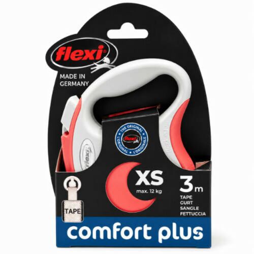 Flexi New Comfort Plus Tape "XS" (szürke/világos piros) - szalagos automata póráz (3m) 181977639 - Póráz