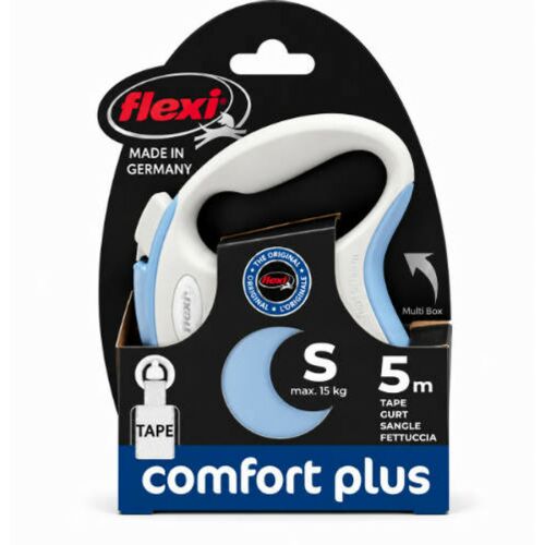 Flexi New Comfort Plus Tape "S" (szürke/világoskék) - szalagos automata póráz (5m) 181977678 - Póráz