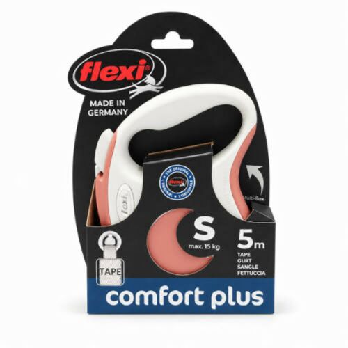 Flexi New Comfort Plus Tape "S" (szürke/világos piros) - szalagos automata póráz (5m) 181977676 - Póráz