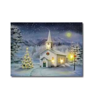 4 +24 LEDes világító falikép karácsonyi templom 40x30cm 45957931 