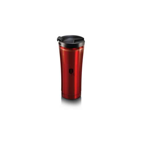 Berlinger Haus Burgundy Metallic Line stainless steel coffee mug with metal coating and plastic lid, 0.5 L