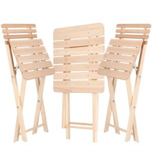 Összecsukható fa kerti bútor garnitúra, összecsukható asztal székekkel