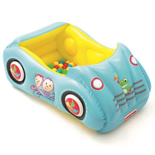 Fisher-Price inflatable car ball pit, blue car with colorful balls, for toddlers