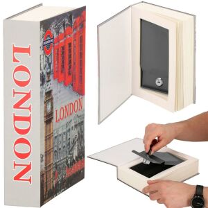 Springos sef u obliku knjige London, skriveni sef s mehanizmom zaključavanja na ključ - Springos