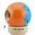 Közelkép a Kendama X Original Super Ragacsos golyójáról, alján lévő lyukkal, Kék/Narancssárga színben