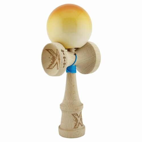 Kendama X Original, Profesionista, Leski, Big Cups V2, Super Ragacsos Nagy Kupákkal, Fából, 18 cm, Fém Csapágy 55 cm-es Kötéllel, Narancs/Sárga/Fehér 183031524 - Kendama