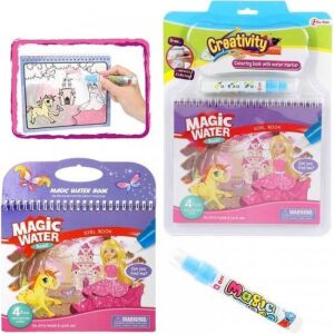 Hercegnős varázs magic water coloring book collage, showing coloring in action and product details - Activity Book, Coloring