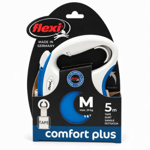 Flexi New Comfort plus "M" (szürke/kék) - szalagos automata póráz (5m) 182280871 - Póráz