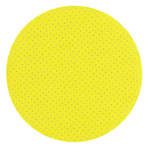 Egyedi sárga Vorstahl GR.120 korund csiszolókorong mikrolyukakkal a por eltávolítására, 225 mm, ideális vakolathoz, gittekhez, lakkokhoz és festékekhez - Csiszolópapír