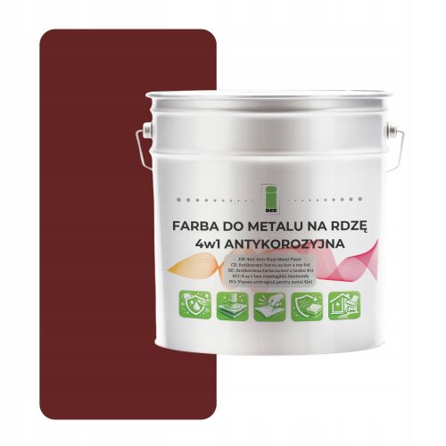 Farba do metalu na rdzę 4w1 wiśniowa RAL3009 I SEE ocynk stal 2,5L połysk
