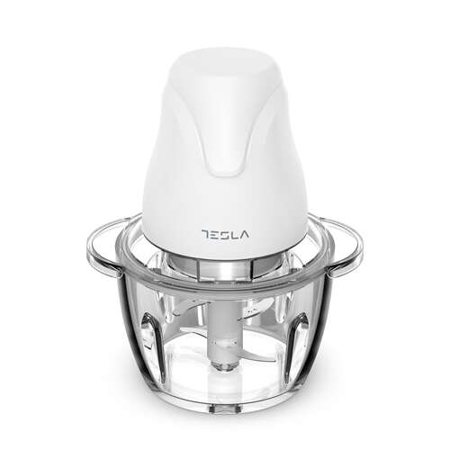 Tesla FC302W electric food chopper, white, 400W, 1 liter capacity, glass bowl