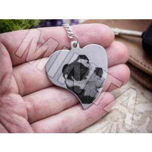 Fotógravírozás acél szív medálos kulcstartó 86975770 - Ajándék kulcstartó