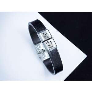 Gyermekeim 2 egyedi medálos MoMents bőr karkötő személyre szabott medálokkal Laura és Milán számára - Férfi ékszer