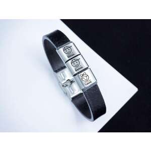 Gyermekeim 3 egyedi medálos MoMents bőr karkötő személyre szabott medálokkal Laura, Bence és Milán számára - Férfi ékszer