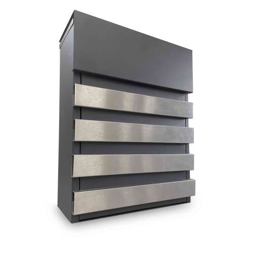 Four-lines 1. Postaláda szálcsiszolt, antracit mailbox, modern design, brushed steel accents, anthracite color