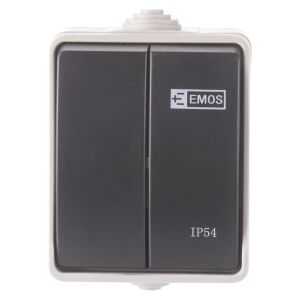 EMOS IP54 Double Light Switch, 2-Gang Waterproof Switch - Light Switch