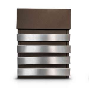 Four-lines mailbox, Nero brown, with brushed stainless steel accents - Mailbox