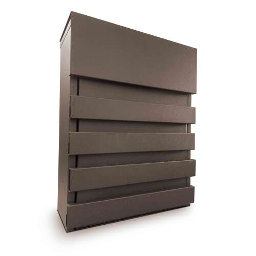 Four-lines 4, Nero barna mailbox, modern design, galvanized steel, front and rear access, wall mounted, 338*266*100 mm