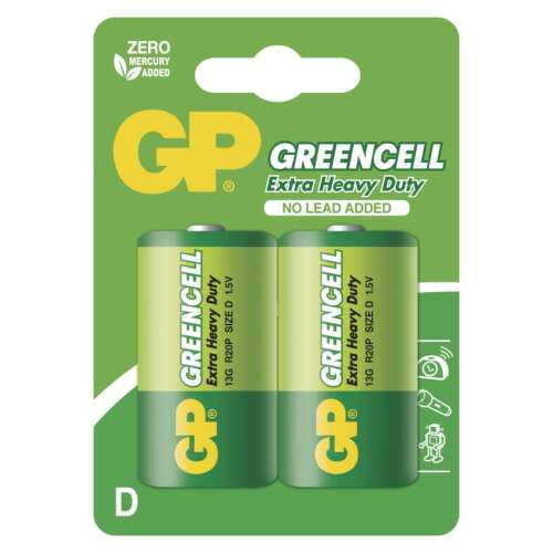 GP Greencell Extra Heavy Duty D Batterien, 2er Pack