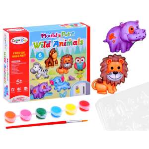 Set de magneți de frigider ColorDay Mould & Paint Wild Animals, creează 6 magneți cu animale, include ipsos, vopsea, pensulă, bandă magnetică și instrucțiuni - Nonbrand Jocuri si jucarii creative