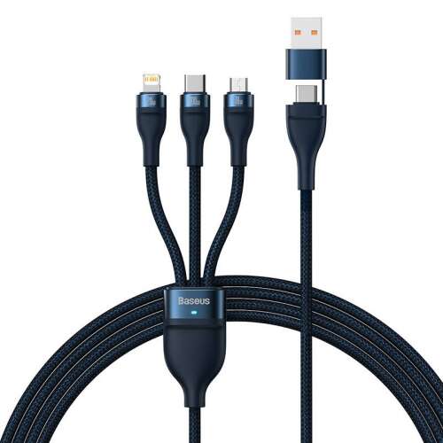 Baseus Flash Series 2 3in1 USB kábel USB-C + Micro USB + Lightning 100W 1,2m (CASS030103) #kék