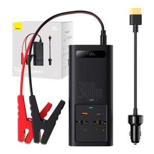 Baseus 300W car power inverter with battery clamps and cigarette lighter adapter - Car inverter