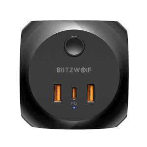 Blitzwolf BW-PC1 încărcător AC cu 3 prize AC, 2x USB, 1x USB-C (negru) 46126660 Adaptoare de rețea
