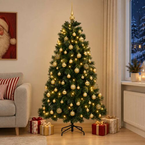 vidaXL műfenyő díszgömbökkel 240 cm 300 meleg fehér LED-del 183267203 - Dekoráció