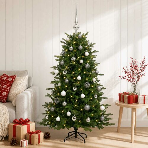 vidaXL műfenyő díszgömbökkel 150 cm 150 melegfehér LED 183267514 - Dekoráció