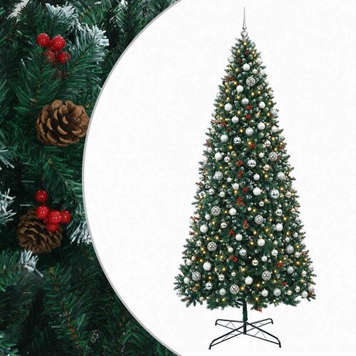 vidaXL Csuklós kialakítású műfenyő díszgömbökkel, 500 cm 183269386 - Dekoráció
