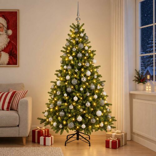 vidaXL műfenyő díszgömbökkel 180 cm 300 LED meleg fehér 183270710 - Dekoráció