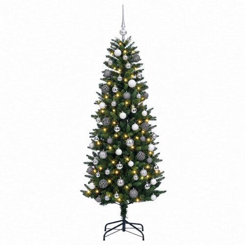 vidaXL műfenyő mozgatható ágakkal és díszgömbökkel 240 cm 183270744 - Dekoráció