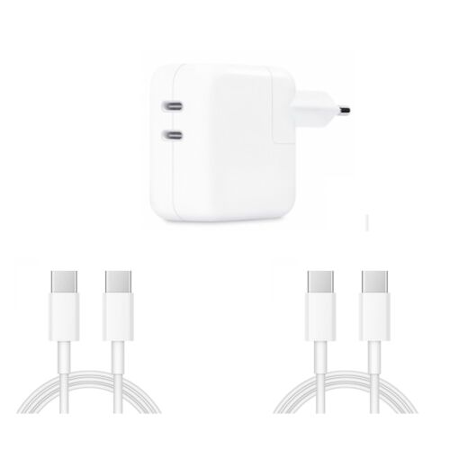 50 W-os dupla USB-C PD 3.0 töltőkészlet iPhone 15 Pro, 15 Pro Max készülékekhez, 2 db C-C 60 W-os 2 m-es adatkábel