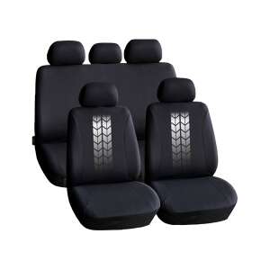 Black and grey universal car seat covers, set of 9, for front and back seats, with headrests, protect your car seats - Carguard