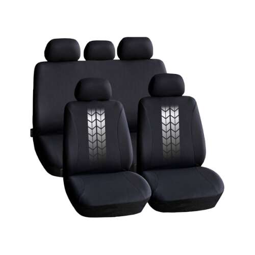 Súprava lacných univerzálnych poťahov na autosedačky, 9 kusov, model TIRE TRACKS