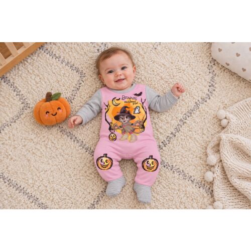 Belül bolyhos hosszú ujjú rugdalózó Halloween mintával 183700505 - Baba rugdalózó és napozó