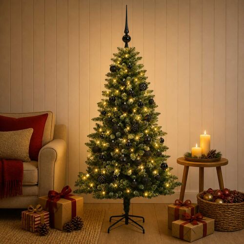 vidaXL műfenyő karácsonyi díszekkel 120 cm 150 LED-del 183768050 - Dekoráció