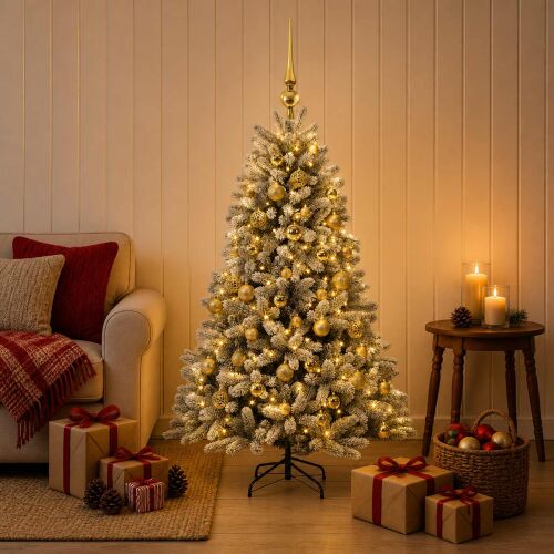 vidaXL műfenyő díszgömbökkel 150 cm 150 LED-del 183768789 - Műfenyő és karácsonyfa