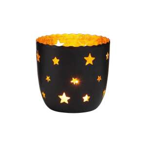 DELIGHT nagy fekete fém mécsestartó arany csillagokkal - Mécsestartó